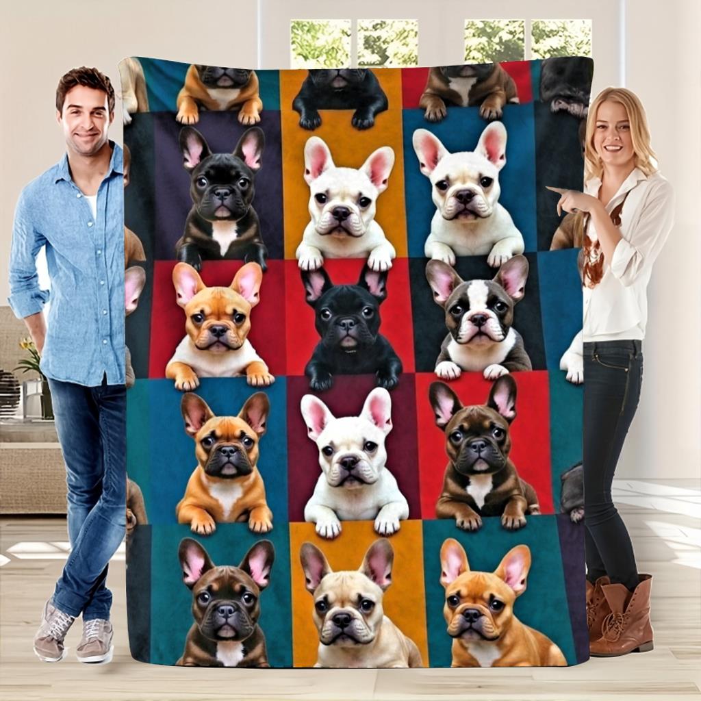 Aonana French Bulldog Gifts Cozy Flannel Throw Blanket