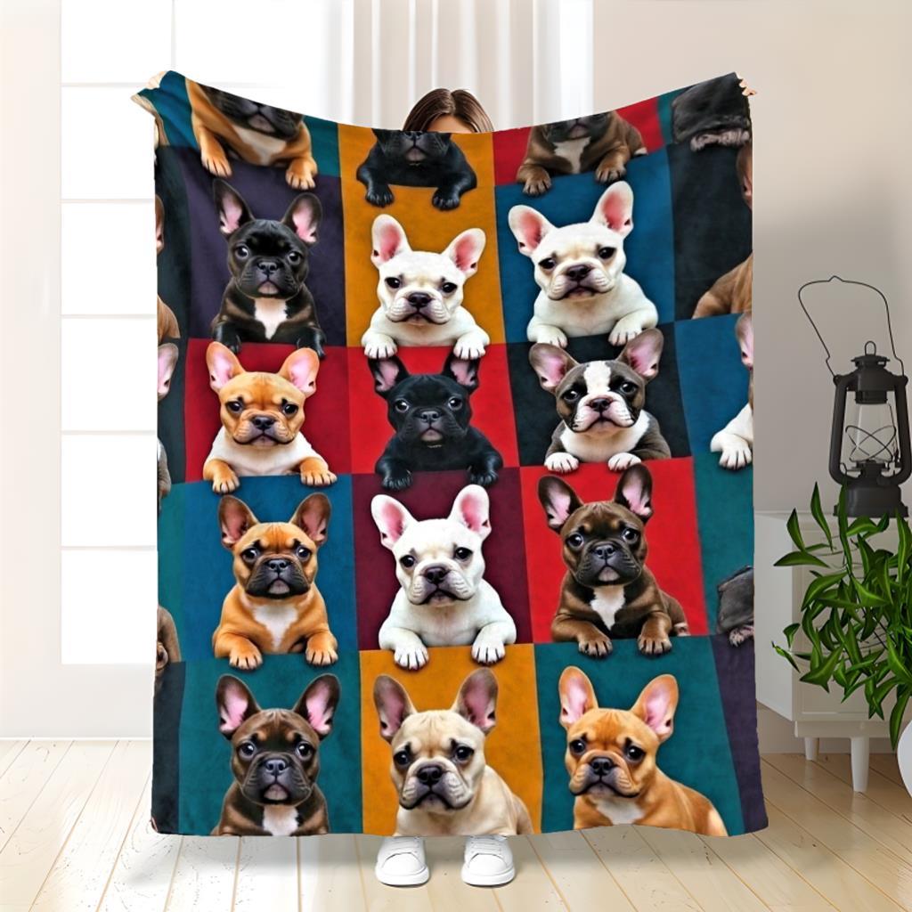 Aonana French Bulldog Gifts Cozy Flannel Throw Blanket