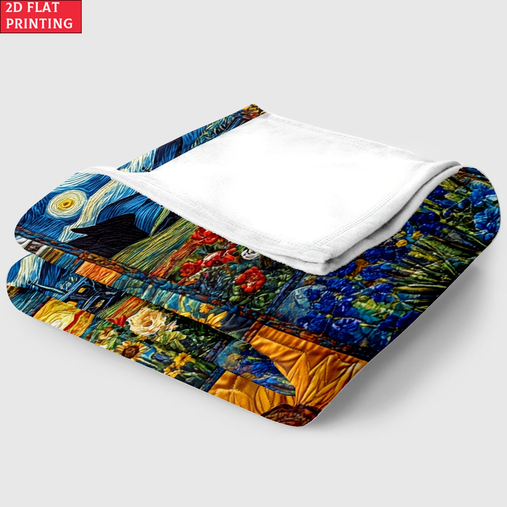 GiftoLuck Van Gogh Starry Sky Printed Flannel Blanket