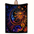 Aonana Sun God & Celestial Moon Flannel Throw Blanket
