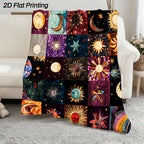 Aonana Sun, Moon & Stars Flannel Throw Blanket