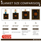 Aonana Sun Moon Celestial Flannel Throw Blanket
