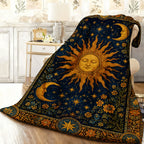 Aonana Sun Moon Celestial Flannel Throw Blanket