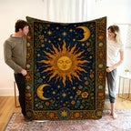 Aonana Sun Moon Celestial Flannel Throw Blanket