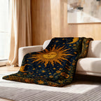 Aonana Sun Moon Celestial Flannel Throw Blanket