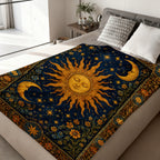 Aonana Sun Moon Celestial Flannel Throw Blanket