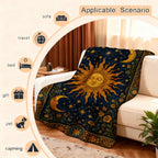 Aonana Sun Moon Celestial Flannel Throw Blanket