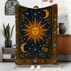 Aonana Sun Moon Celestial Flannel Throw Blanket