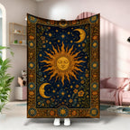 Aonana Sun Moon Celestial Flannel Throw Blanket