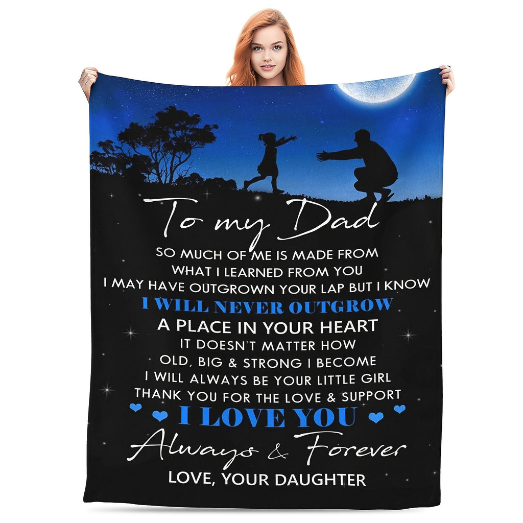 GiftoLuck “To My Dad” Flannel Blanket Soft Cozy Throw Perfect Gift for Father