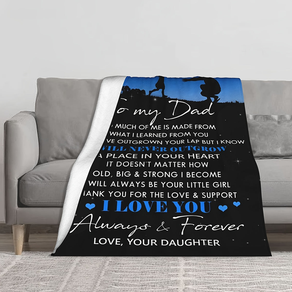 GiftoLuck “To My Dad” Flannel Blanket Soft Cozy Throw Perfect Gift for Father