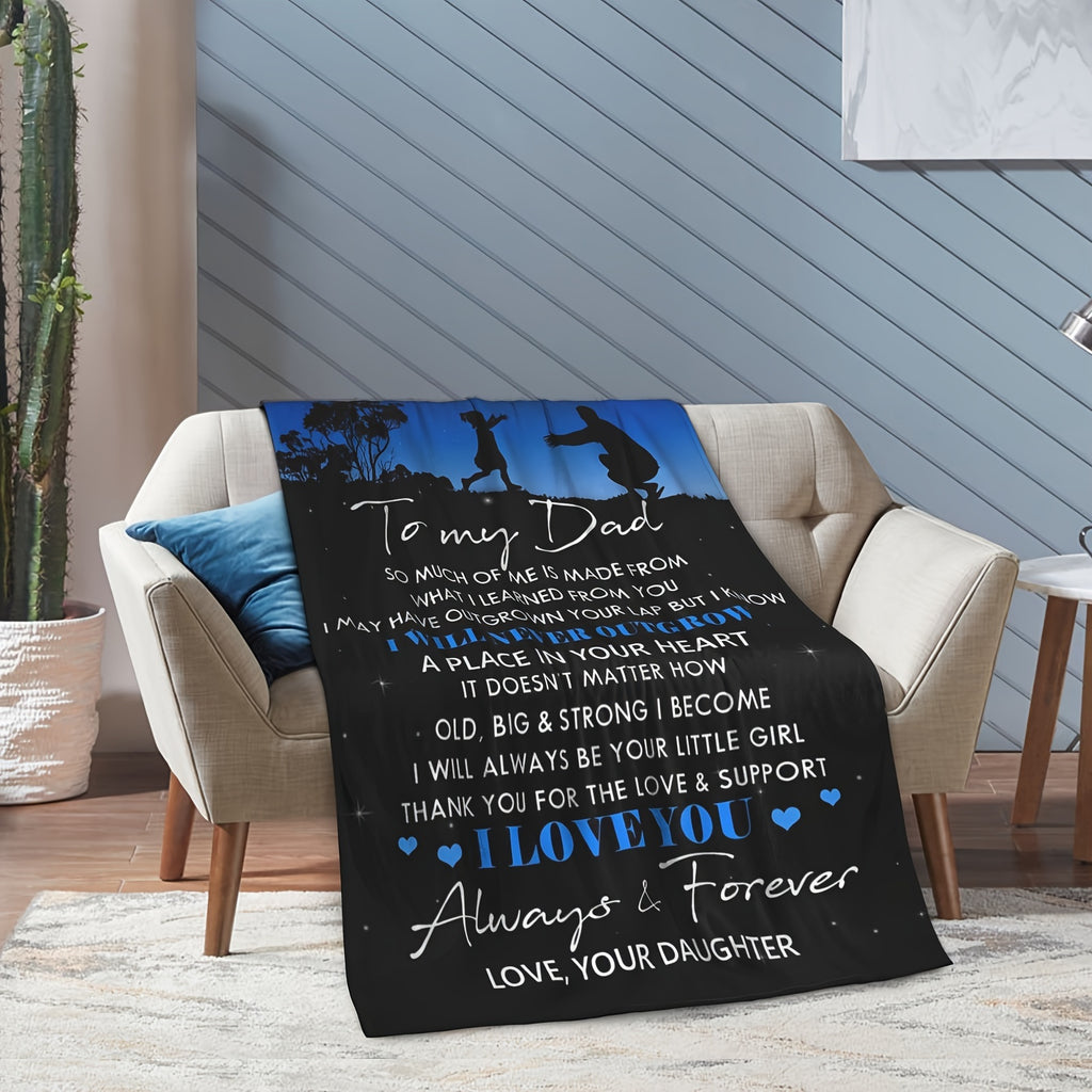 GiftoLuck “To My Dad” Flannel Blanket Soft Cozy Throw Perfect Gift for Father