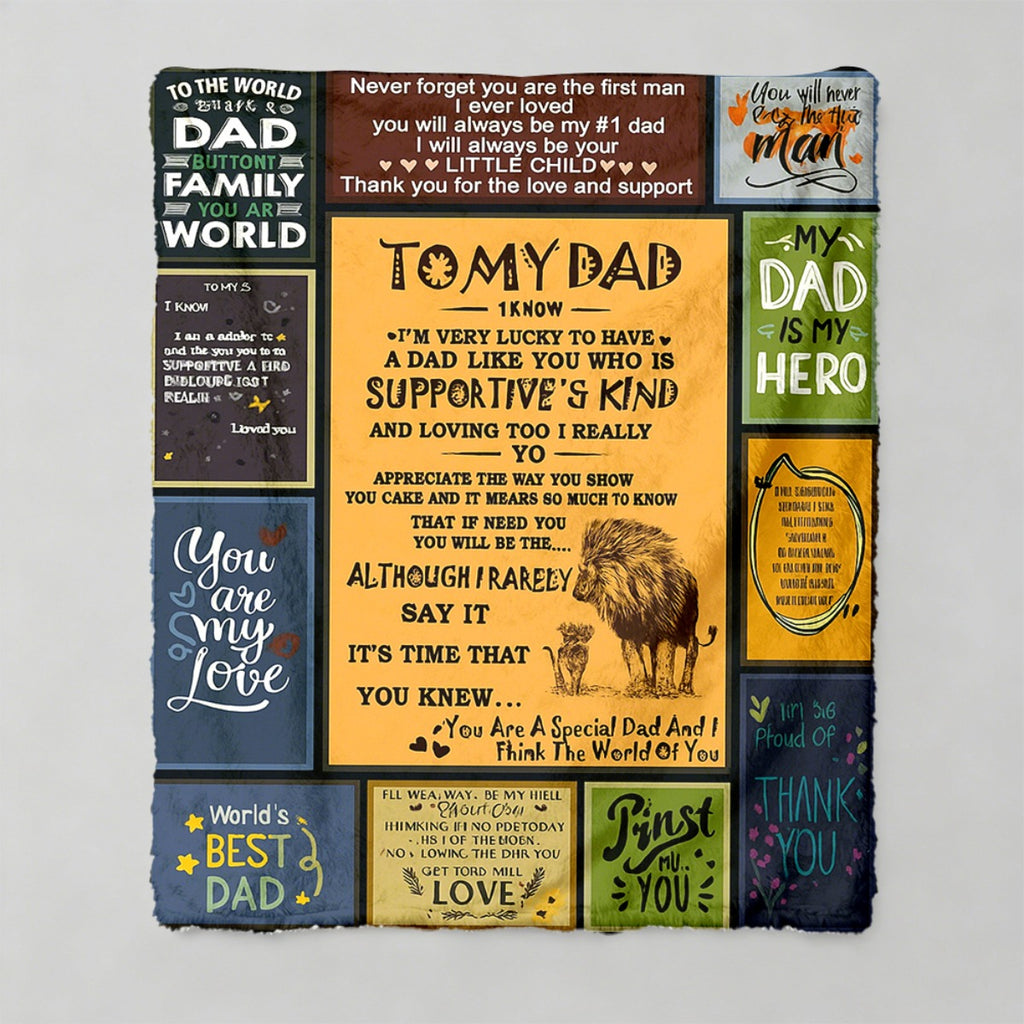 GiftoLuck “To My Dad” Flannel Blanket Soft Cozy Throw Perfect Gift for Father