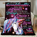 Aonana “To My Granddaughter” Unicorn Flannel Throw Blanket