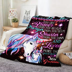 Aonana “To My Granddaughter” Unicorn Flannel Throw Blanket