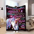 Aonana “To My Granddaughter” Unicorn Flannel Throw Blanket
