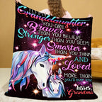 Aonana “To My Granddaughter” Unicorn Flannel Throw Blanket