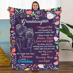 Aonana “To My Granddaughter” Floral Flannel Throw Blanket