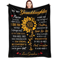 Aonana “To My Granddaughter” Sunflower Flannel Throw Blanket