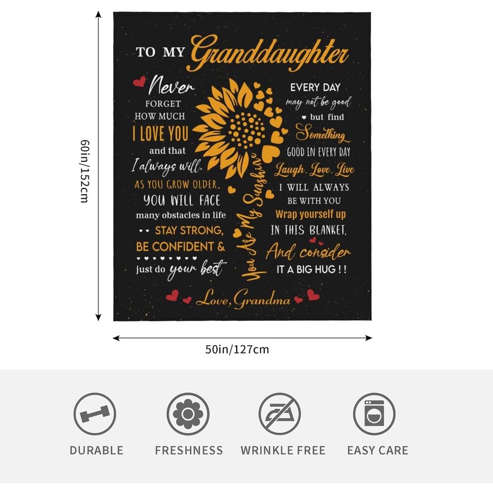 Aonana “To My Granddaughter” Sunflower Flannel Throw Blanket