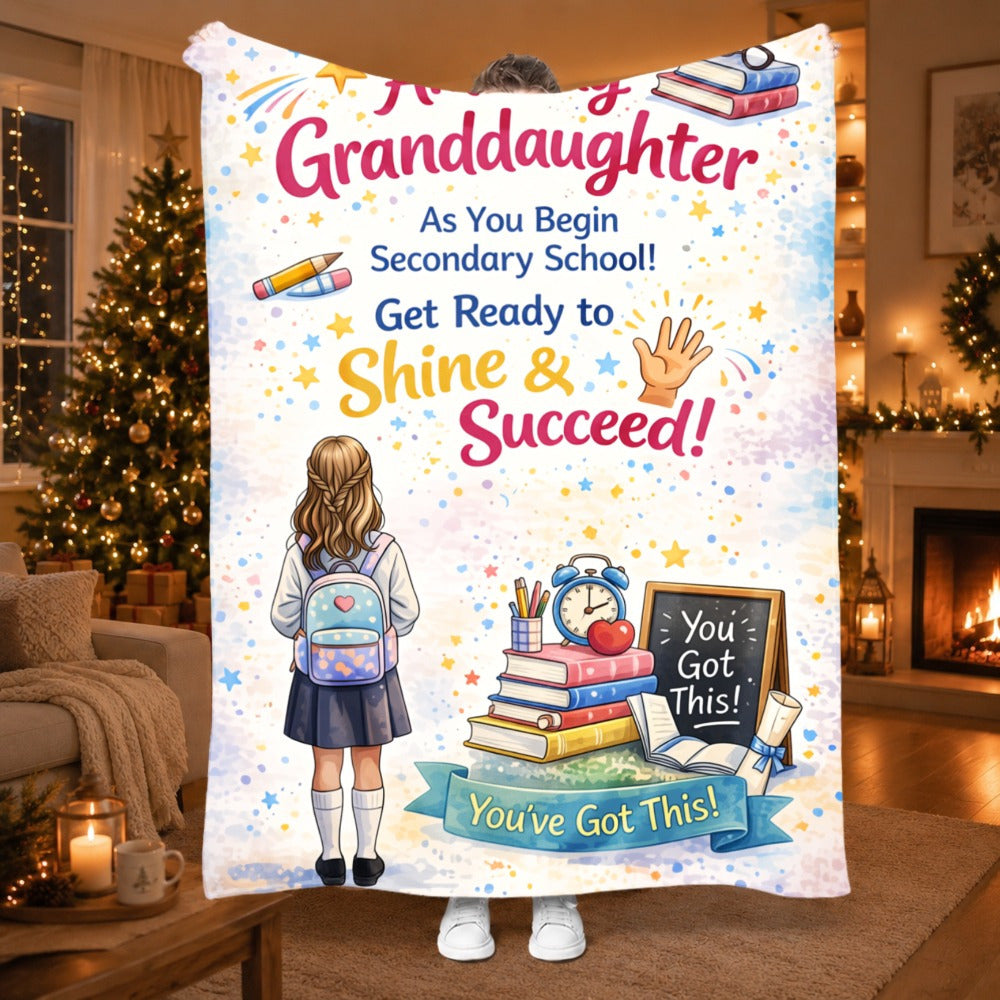 Aonana “To My Granddaughter” Back-to-School Gift Flannel Throw Blanket