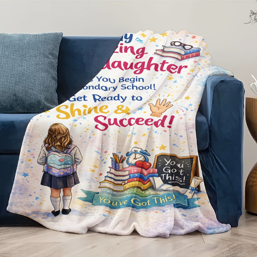 Aonana “To My Granddaughter” Back-to-School Gift Flannel Throw Blanket