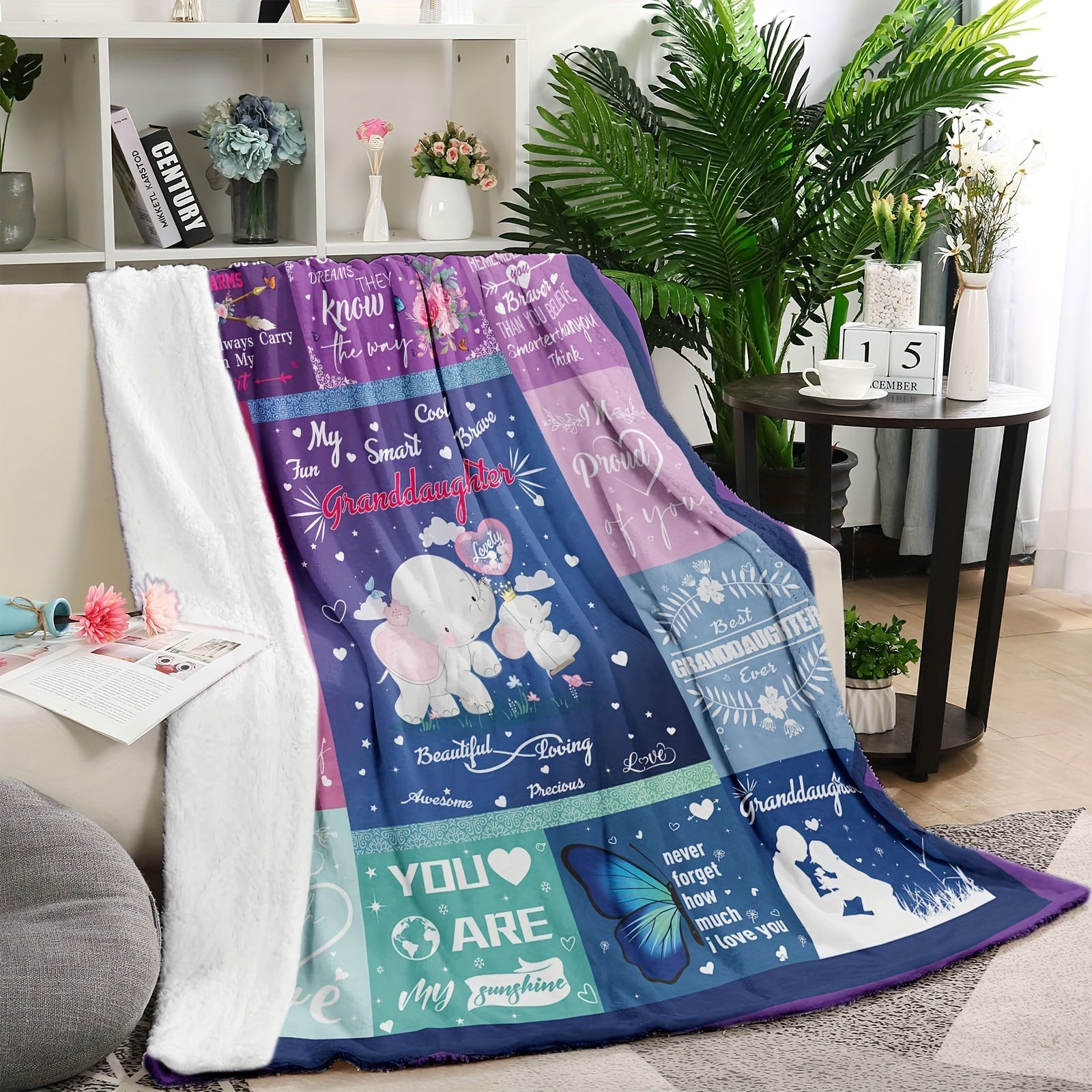 Aonana “To My Granddaughter” Adorable Gift Flannel Throw Blanket