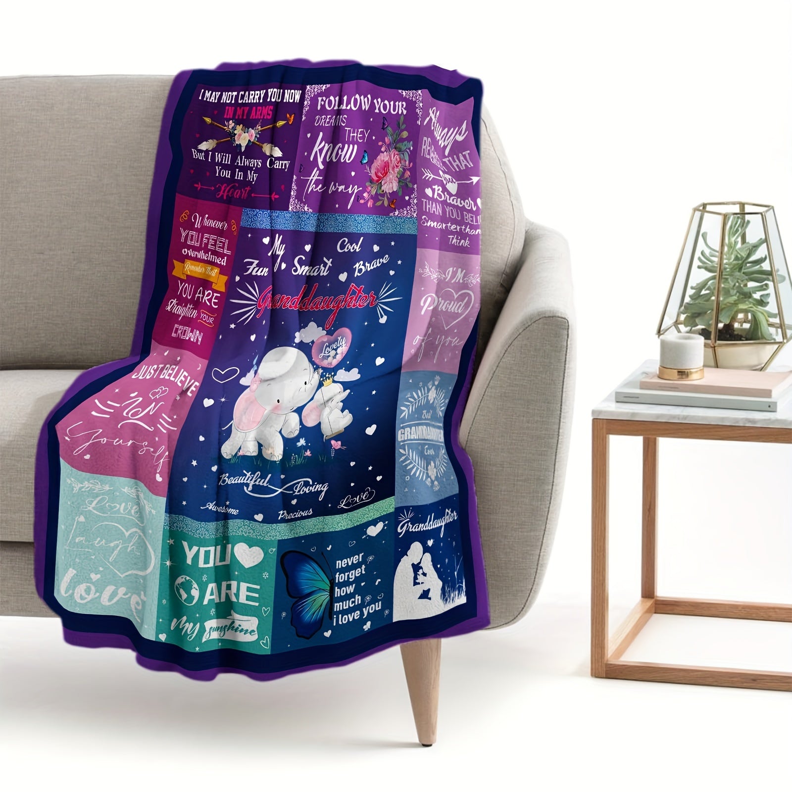Aonana “To My Granddaughter” Adorable Gift Flannel Throw Blanket