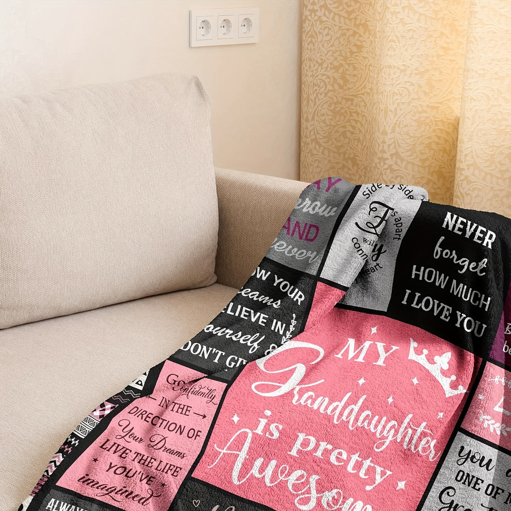 GiftoLuck “To My Granddaughter” Soft and Warm Flannel Blanket – Gift from Grandma to Granddaughter's Birthday or Graduation