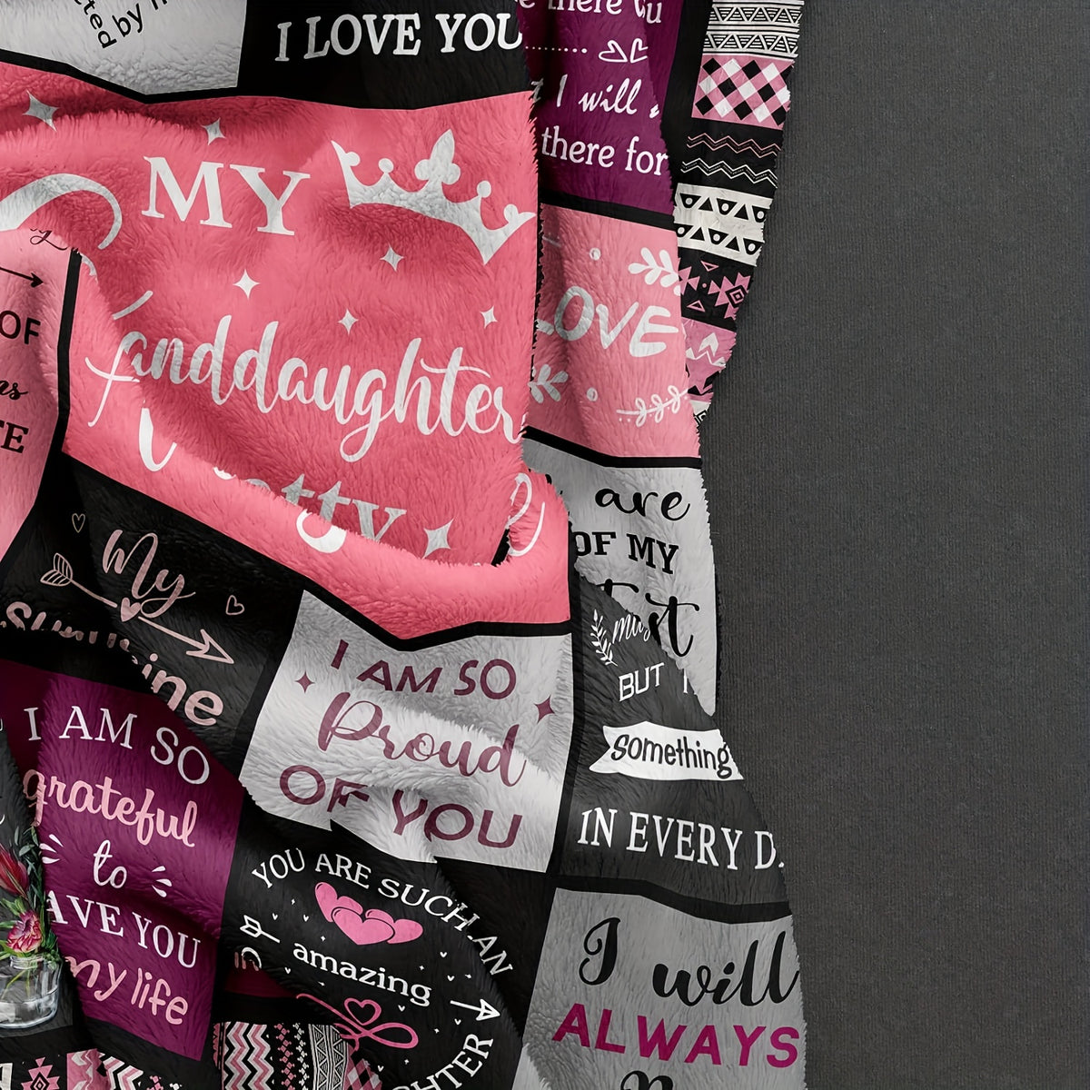 GiftoLuck “To My Granddaughter” Soft and Warm Flannel Blanket – Gift from Grandma to Granddaughter's Birthday or Graduation