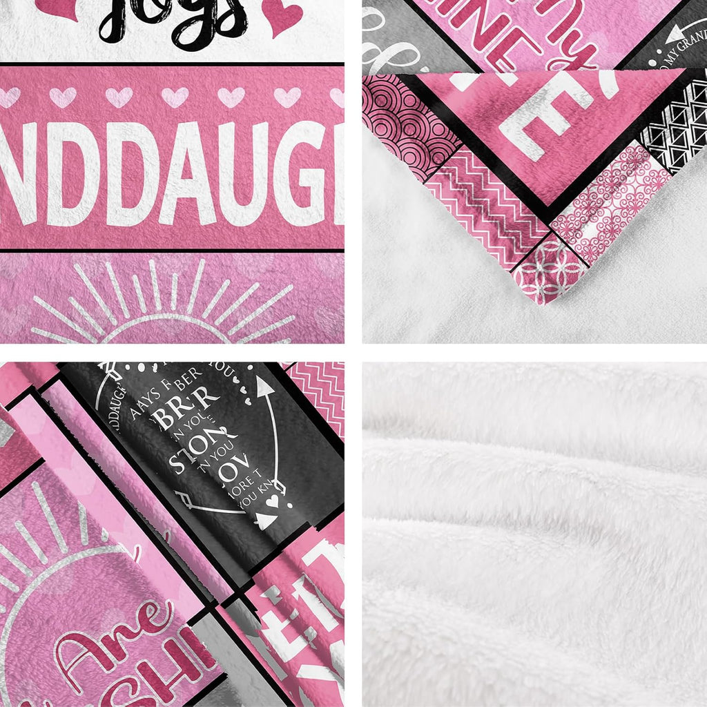 GiftoLuck “To My Granddaughter” Soft and Warm Flannel Blanket – Gift from Grandma to Granddaughter's Birthday or Graduation