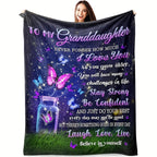 Aonana “To My Granddaughter” Butterfly Flannel Blanket