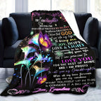 Aonana “To My Granddaughter” Flowers Butterfly Flannel Blanket