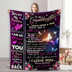 Aonana “To My Granddaughter” Butterfly Garden Flannel Blanket