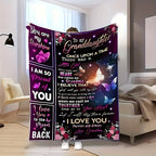Aonana “To My Granddaughter” Butterfly Garden Flannel Blanket