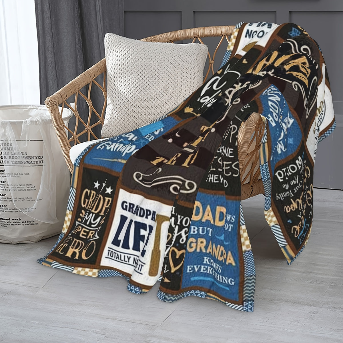 GiftoLuck “To My Grandpa” Flannel Blanket Soft Cozy Throw Perfect Gift for Granddad