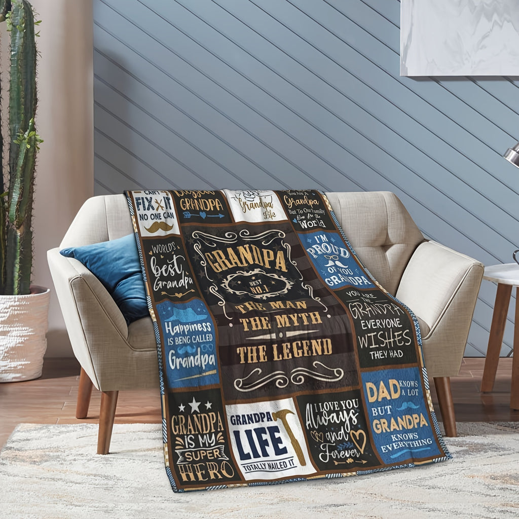 GiftoLuck “To My Grandpa” Flannel Blanket Soft Cozy Throw Perfect Gift for Granddad