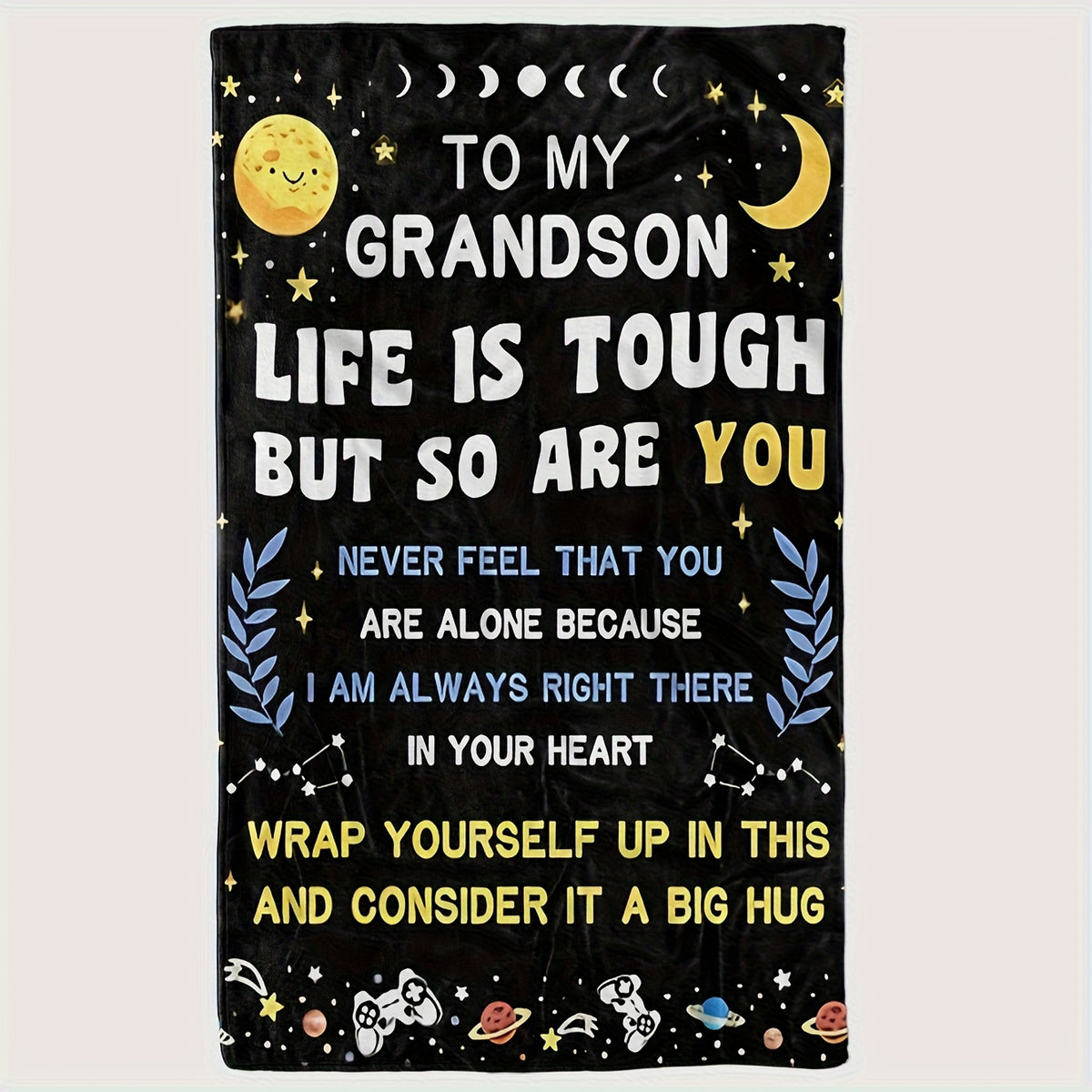 GiftoLuck “To My Grandson” Flannel Blanket – Soft, Warm & Heartfelt Gift for Grandson
