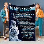 Aonana “To My Grandson” Tiger Print Flannel Blanket