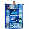 Aonana “To My Grandson” Inspirational Messages Flannel Blanket