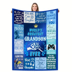 Aonana “To My Grandson” Inspirational Messages Flannel Blanket
