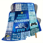 Aonana “To My Grandson” Inspirational Messages Flannel Blanket