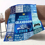 Aonana “To My Grandson” Inspirational Messages Flannel Blanket