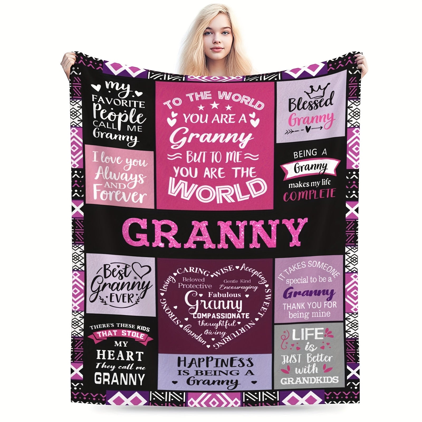 Aonana “To My Granny” The Best Grandmother Flannel Blanket