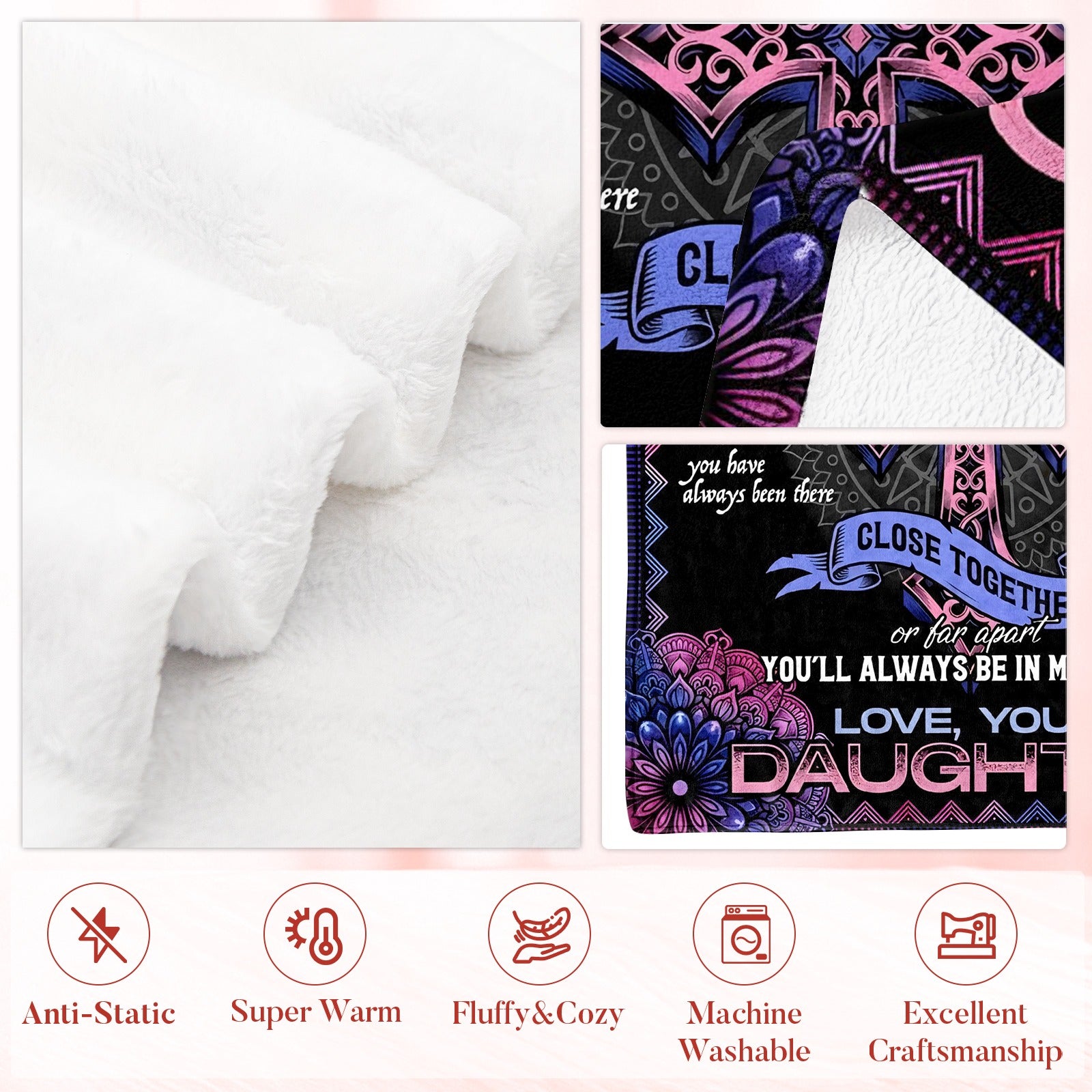 Aonana “To My Mom” Cross Flannel Blanket