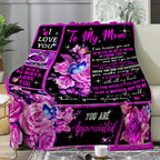 Aonana “To My Mom” Flowers Flannel Blanket