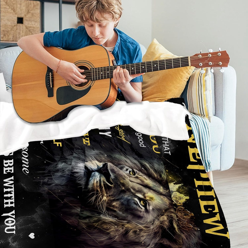 Aonana “To My Nephew” King Lion Flannel Throw Blanket