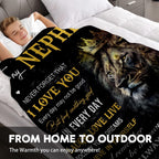 Aonana “To My Nephew” King Lion Flannel Throw Blanket