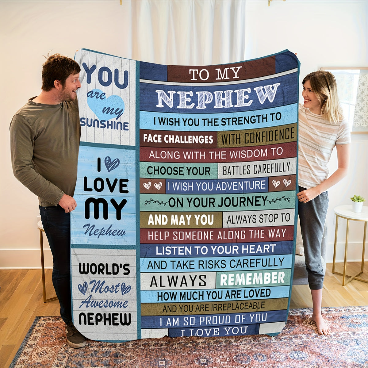 Aonana “To My Nephew” Inspirational Flannel Throw Blanket