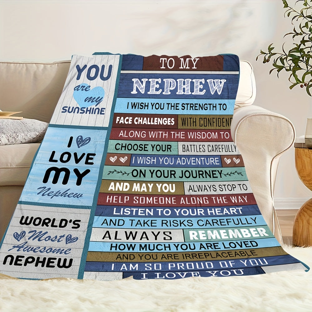 Aonana “To My Nephew” Inspirational Flannel Throw Blanket
